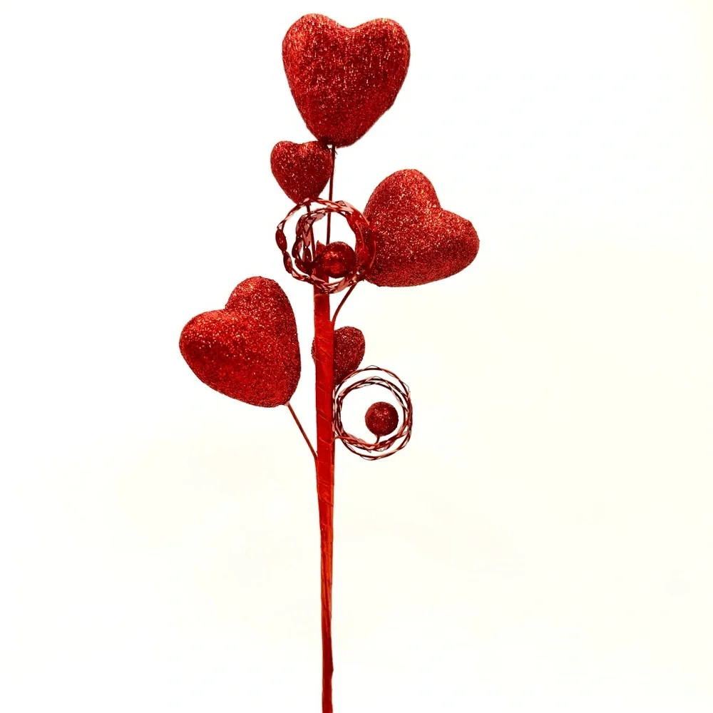 Red Glitter Foam Heart Pick for Valentine’s Party Decor 12”